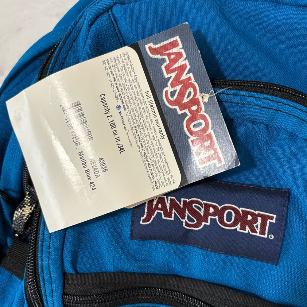 Vintage Deadstock Jansport Blue Backpack Y2K Travel Outdoor Hiking Old School - Picture 3 of 6